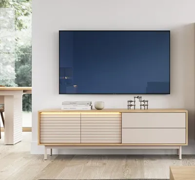 Produktbild von TV-Schrank TILIA TI4, RTV Schrank, Fernsehschran, Medienmöbel (Eiche + Cashmiere)