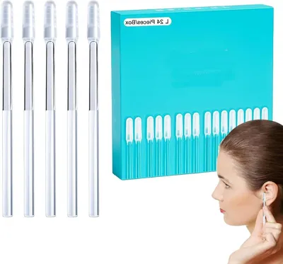 Obrázok produktu pre Odstraňovač ušného mazu – súprava na čistenie uší – osobná hygiena – opakovane použiteľné a umývateľné – 24-dielna sada – priehľadné