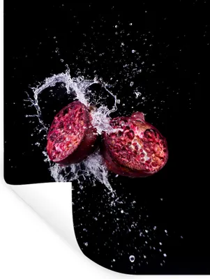Produktbild von MuchoWow® Wandtattoo Wandsticker Wandaufkleber Granatapfel - Frucht - Wasser - Schwarz - Violett 30x40 cm Selbstklebend und Repositionierbar - Sticker - Dekorfolie