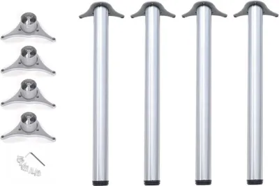 Produktbild von Tischbeine höhenverstellbar Edelstahl Optik 4er Set durante® TFD23 Höhe 710 mm inkl. Befestigungsmaterial Möbelfüße Metall Tischfüße