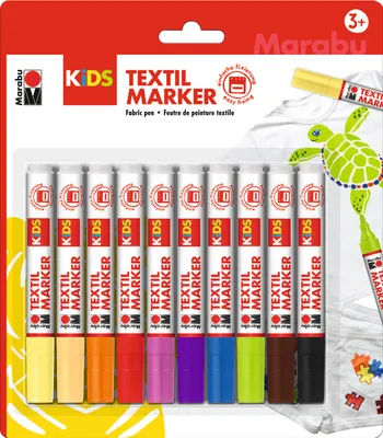 Produktbild von Marabu KiDS Textilmarker, 10 x 3 ml, 10er Blister