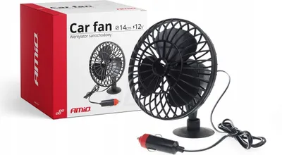 Produktbild von AMiO Autoventilator mit Saugnapf und USB-Ladegerät, Schwarz (5 x 10 cm), 12 V