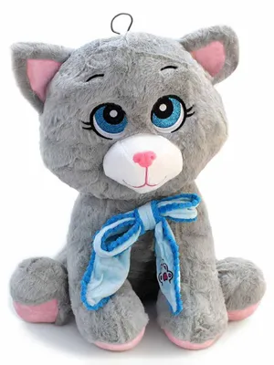 Produktbild von Katze mit Schleife in Grau - ca. 45 cm