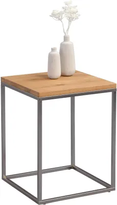 Obrázok produktu pre Drevený príkonový stolík s kovovým vzhľadom, rozmer 40 x 40 x 52 cm