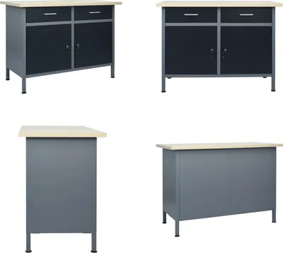 Image de vidaXL Etabli Noir 120x60x85 cm Acier - Etabli - Etablis - Table d'atelier
