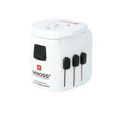 Immagine prodotto di SKROSS 72252 World Adapter PRO Light USB World - adatto a dispositivi a 2 e 3 pin con caricatore USB doppio integrato