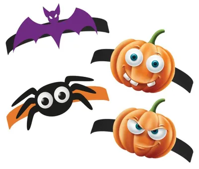 Produktbild von 4 Stirnbänder Halloween Kürbis Spinne Fledermaus