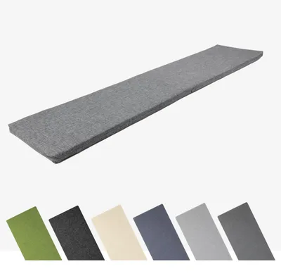 Image de Coussin de banc Garronda, 180x40 cm, environ 4 cm d'épaisseur, pour l'extérieur, idéal pour banc de jardin et hamac balancelle. Coussin d'assise pour banc, résistant à l'eau et aux UV, avec attaches. Couleur : gris. Modèle : GD-0220