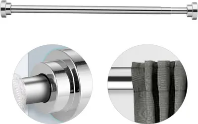 Immagine prodotto di binario per tende da doccia da 50 cm senza foratura, regolabile da 55 cm a 85 cm, binario telescopico estensibile per doccia e bagno, binario per tende in acciaio inox per il fissaggio, binario per cappotti in argento