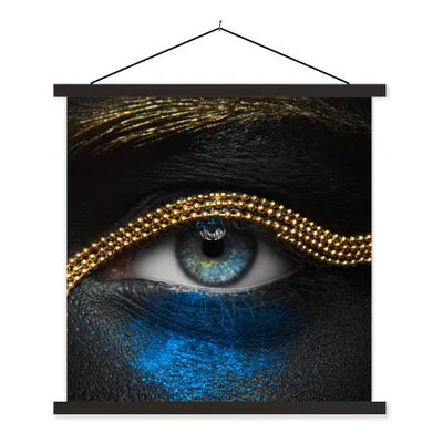 Produktbild von MuchoWow® Textilposter Frau - Augen - Make-up - Luxus - Gold 120x120 cm mit schwarzem Rahmen - Aufhängungsset