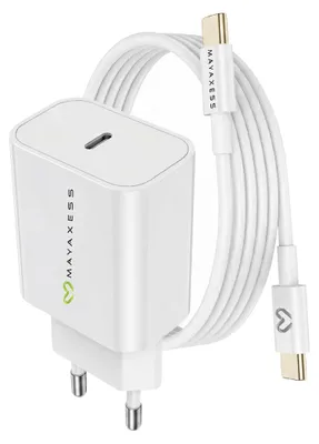 Produktbild von Mayaxess, 20W Netzteil für Galaxy S24 Ultra + USB-C Kabel 1m, Weiß