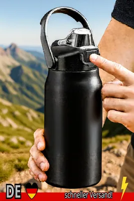 Produktbild von Thermoskanne Edelstahl Trinkflasche Strohhalm Tragbar