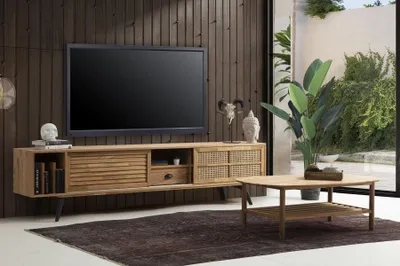 Produktbild von TV Ständer RTV Lowboard Couchtisch Braun Holz Modern Wohnzimmer Set