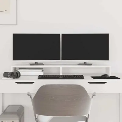 Obrázok produktu pre vidaXL Stojan na monitor biely 100x27x10 cm z masívneho borovicového dreva