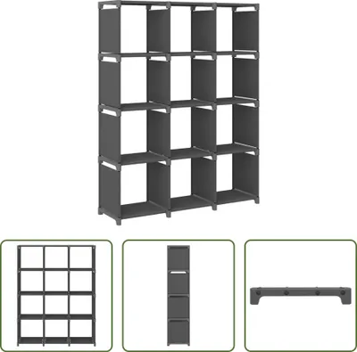 Image de The Living Store Étagère cube 12 compartiments Gris 103x30x141 cm Tissu