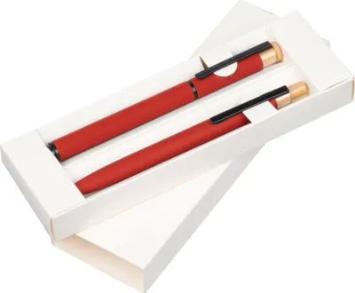 Produktbild von Schreibset mit Kugelschreiber und Rollerball aus Metall / Farbe: rot