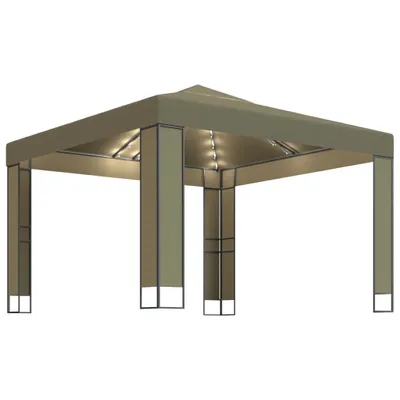 Immagine prodotto di vidaXL Padiglione con doppio tetto e luci LED 3x3x2,7 m Taupe