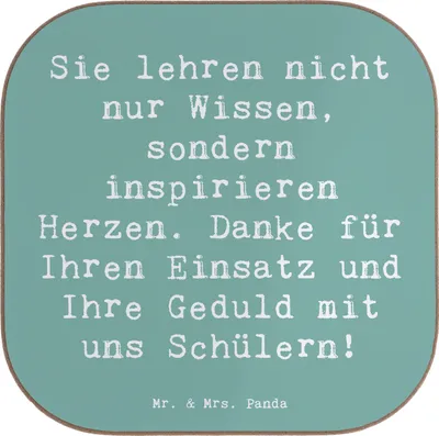 Produktbild von Mr. & Mrs. Panda Tassen Untersetzer Spruch Danke Lehrer - Meeresbrise - Geschenk, Leidenschaft, Glas, gläseruntersetzer, Holzuntersetzer, Dankeschön, Bedanken, Gläser