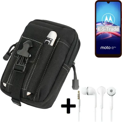 Produktbild von K-S-Trade Gürteltache + Kopfhörer kompatibel mit Motorola E6s Gürtel Tasche Holster Schutz Hülle Handy Hülle  schwarz inkl. Extrafächer