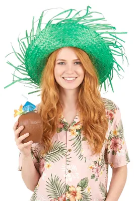 Produktbild von Hawaiihut Strohhut grün - Einheitsgröße