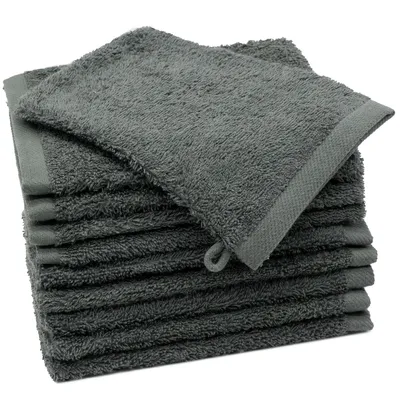 Produktbild von 10er Set Waschhandschuhe, 100% Baumwolle, 17x21 cm, grau