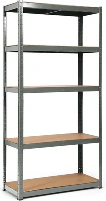 Image de Étagère de rangement à 5 niveaux, étagère robuste peu encombrante, étagère en métal, étagère d'atelier, gris