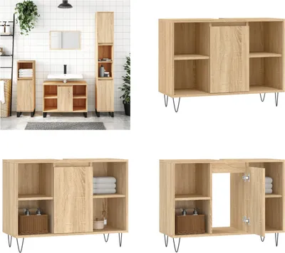 Produktbild von vidaXL Badschrank Sonoma Eiche 80x33x60 cm Holzwerkstoff - Badezimmerschrank - Badezimmerschränke - Schrank - Schrank Bad