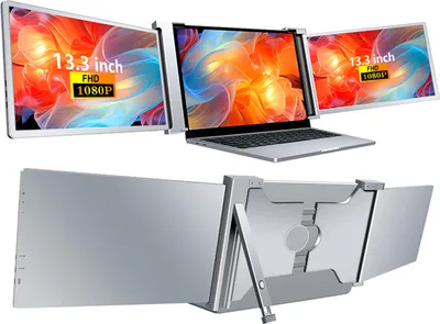 Produktbild von rozšíření obrazovky 13,3" notebooku, 1080P FHD, trojitý monitor, skládací rozšíření monitoru s flexibilním stojanem, pouzdro na přenášení