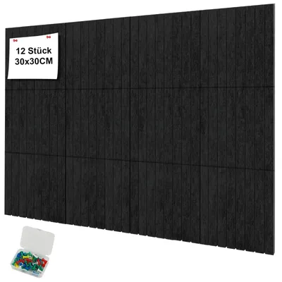 Produktbild von Omgoods – Set mit 12 dekorativen Filz-Pinnwänden, 30 x 30 cm, in Dunkelgrau