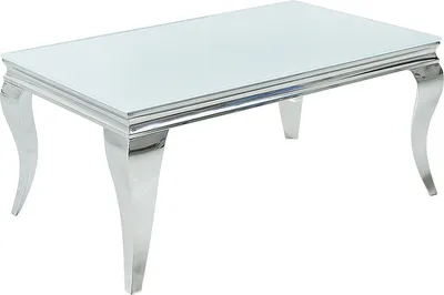 Produktbild von Design Couchtisch MODERN BAROCK 100cm silber mit weißem Opalglas Wohnzimmertisch Sofatisch Beistelltisch