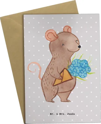 Produktbild von Mr. & Mrs. Panda Klappkarte Florist Herz - Grau Pastell - Geschenk, Ausbildung, Blumenlanden, weihnachtskarten, hochzeitskarten, Blumenstrauß, einladungskarten