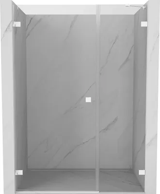 Zdjęcie produktu dla Mexen Lunar-B drzwi prysznicowe uchylne lewe 130 cm, transparent, białe - 832S-130-050-20-00-L