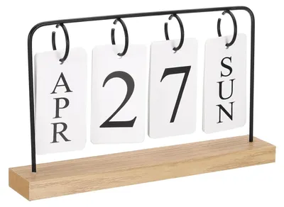 Image de Calendrier perpétuel vintage en bois pour bureau