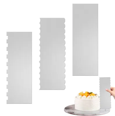 Tortenpaletten-Set, 3 Stück, Edelstahl, Tortenabstreifer, Tortenkamm