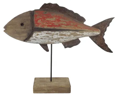 Imagen del producto de Clayre & Eef, figura decorativa de pez, color marrón, madera