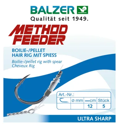 Produktbild von Balzer Method Feeder Rig mit 10mm Speer - 5 gebundene Feederhaken, Durchmesser:0.25mm, Größe:Gr. 8