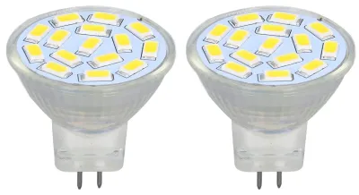Productafbeelding van 2 stuks LED-lamp, MR11, 12V, 3W, keramische fitting, UV-vrij, bescherming tegen verblinding, geschikt voor slaapkamer en woonkamer, wit, 6000K