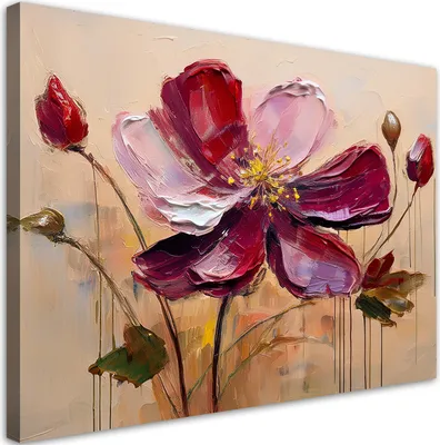 Produktbild von Leinwandbild Pfingstrose Rote Blume 100x70 Feeby Rot bild für die wand bereit zum aufhängen