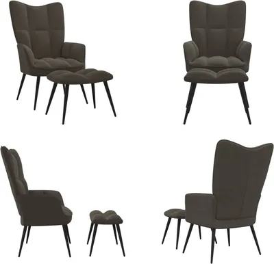 Produktbild von vidaXL Relaxsessel mit Hocker Dunkelgrau Samt - Relaxsessel - Sessel - Armsessel - Relaxstuhl