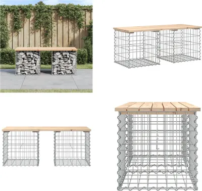 Obrázek produktu pro vidaXL Gabionová zahradní lavice 103x44x42 cm z masivního borovicového dřeva - Zahradní lavice - Zahradní lavice - Venkovní lavice