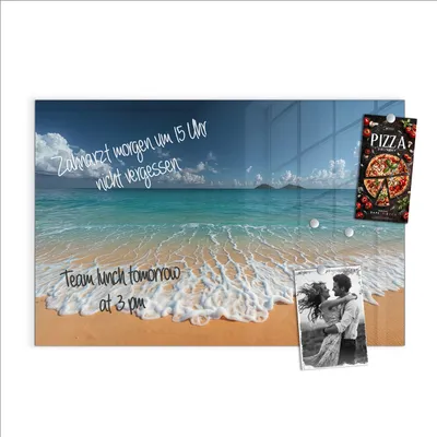 Produktbild von Magnettafel 60x40cm Pinnwand Whiteboard beschreibbar - Wellen am Sandstrand