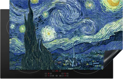 Produktbild von KitchenYeah© Herdabdeckplatte Sternennacht - Gemälde - Alte Meister - Vincent van Gogh , 83x51cm, Küche Deko, Glaskeramikkochfeld Herdabdeckung, Abdeckplatte fùr Kochfeld