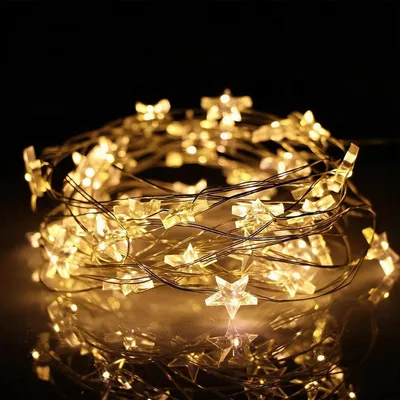 Lichterkette mit Sternen, 4 m, 40 LEDs, warmweiß, batteriebetrieben