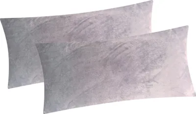Produktbild von 2er Set Fleece Winter Kissenbezug in 40x80cm - Grau - flauschig weich und warm, Kissenhülle, Doppelpack kuschelig (W-40x80cm-Grau)