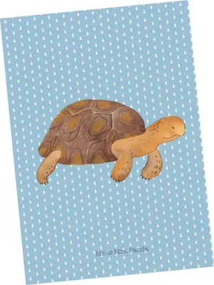 Produktbild von Mr. & Mrs. Panda Postkarte Schildkröte Marschieren - Blau Pastell - Geschenk, Ansichtskarten, Postkarten, Meer, Fotokarte, Lieblingsmensch, Inspiration, Schildkröten
