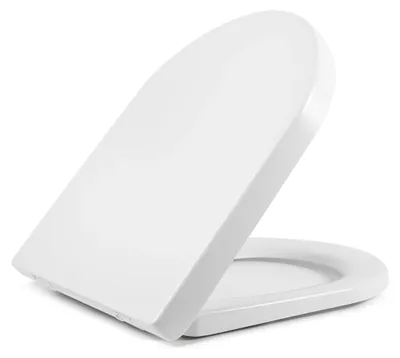 Produktbild von Universal WC-Sitz - D-Form Toilettensitz mit Deckel - Softclose Absenkautomatik - Geräuscharmes Schließen - Weiß