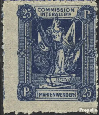 Produktbild von Briefmarken Marienwerder 1920 Mi 5x A Nadelzähnung mit Falz Frau mit Fahnen