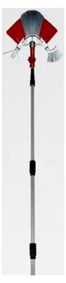 Produktbild von Fassadenbesen - Dreieckbesen - Ausziehbarer Dachrinnenreiniger von 180 cm bis 480 cm mit Rinnenbürste und Laubschieber (abnehmbar)