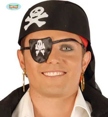 Produktbild von Pirat Kopftuch Schwarz Mit Totenkopf Für Karneval Fasching Event Kostüm Zubehör Abenteuer Party, Farbe: Schwarz