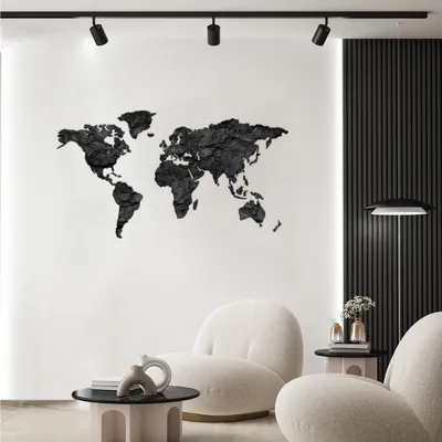 Zdjęcie produktu dla Giallobus - Mapa świata - Darkwood - Dekoracja ścienna z drewna MDF - 130x72 - Drewno MDF - Darkwood